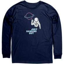 Load image into Gallery viewer, Just_Hanging_Out_Shirt__Navy_Mockup.png
