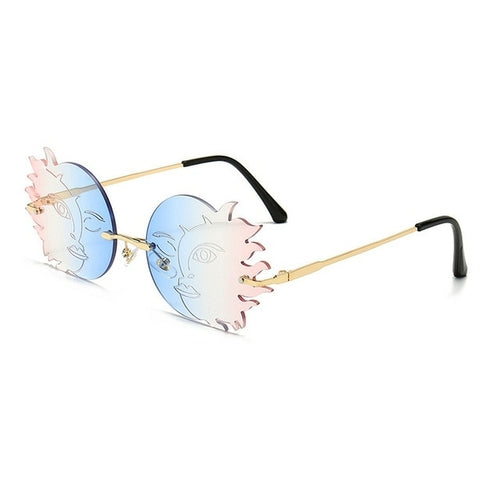 Fashion Rimless Sun Moon Sunglasses